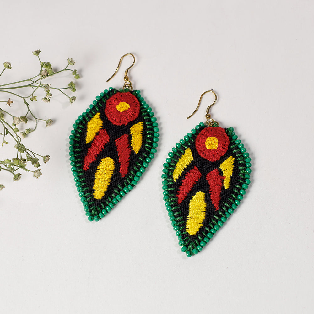  Hand Embroidery Fabart Beadwork Earrings by Rangila Dhaga Online at iTokri.com