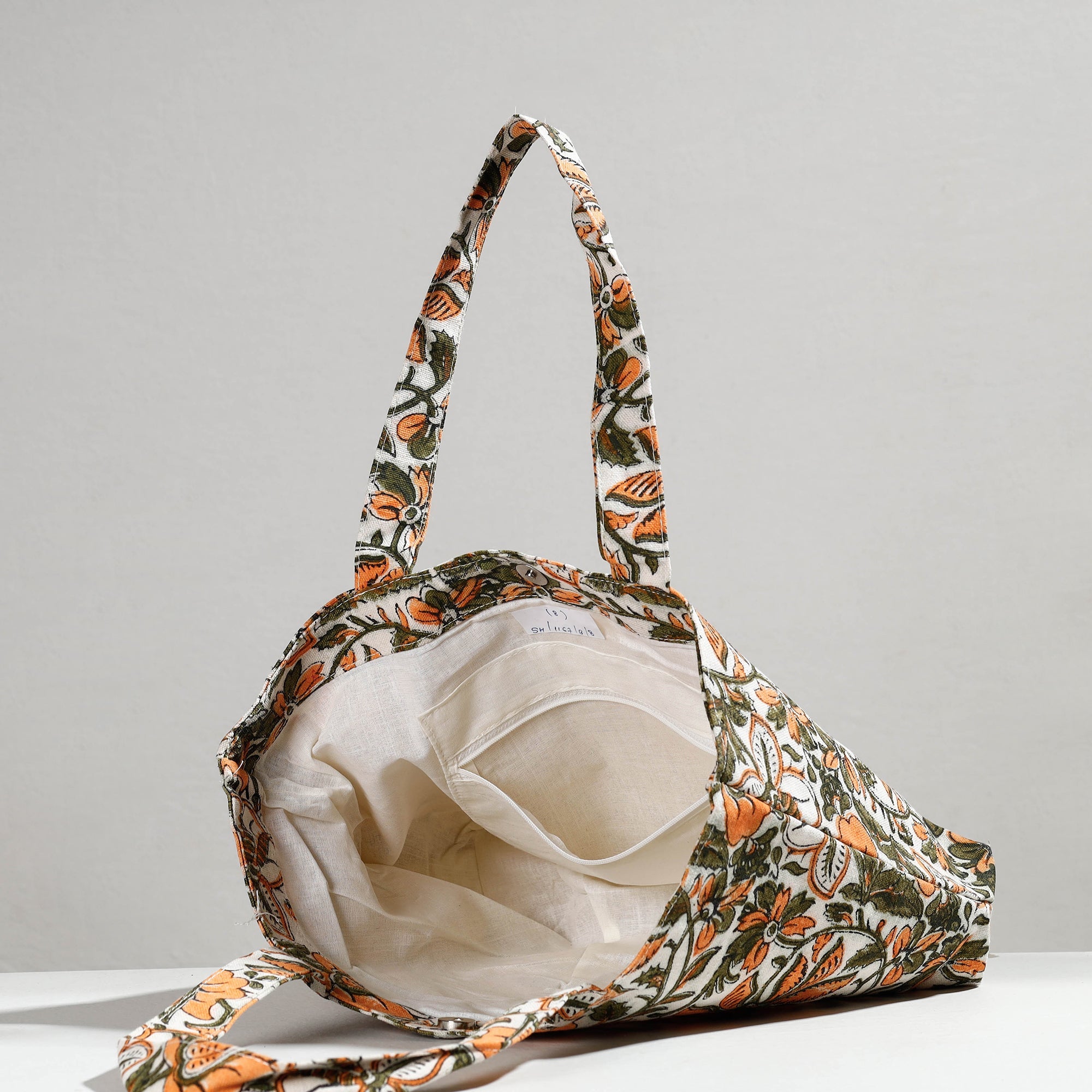  Hand Block Printed Canvas Cotton Shoulder Bag 