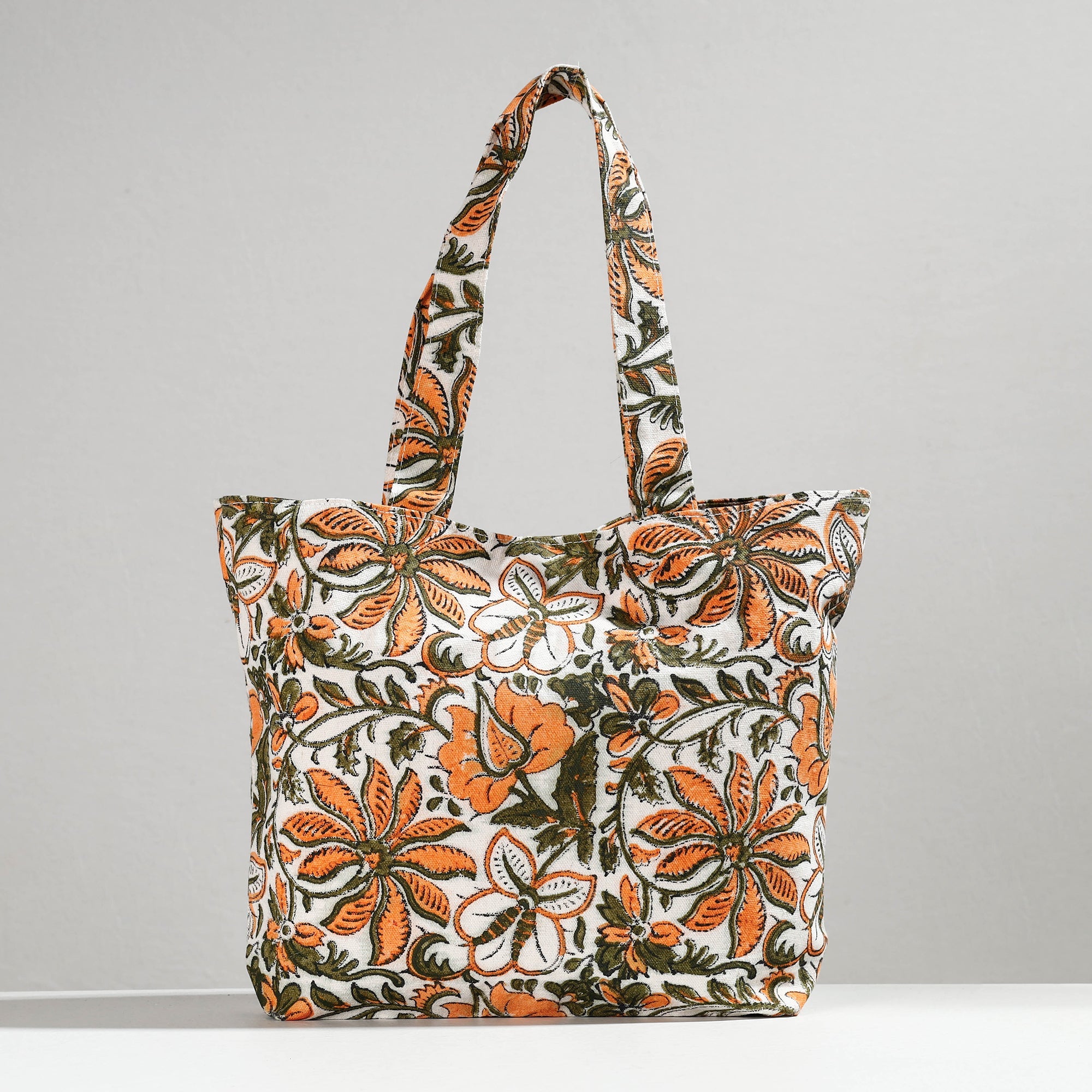  Hand Block Printed Canvas Cotton Shoulder Bag 