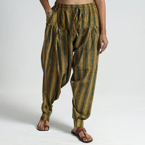 Multicolor - Ajrakh Hand Block Printed Cotton Elasticated Salwar 13