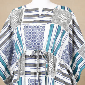  Hand Block Printed Cotton Kaftan with Tie-Up Waist 