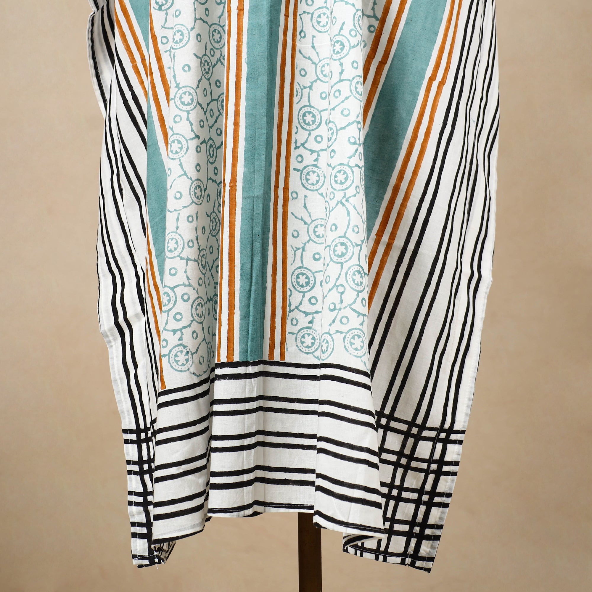  Hand Block Printed Cotton Kaftan with Tie-Up Waist 