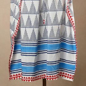 Multicolor - Hand Block Printed Cotton Kaftan with Tie-Up Waist (Long)