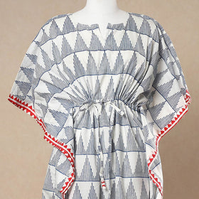 Multicolor - Hand Block Printed Cotton Kaftan with Tie-Up Waist (Long)