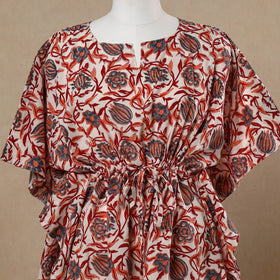  Hand Block Printed Cotton Kaftan with Tie-Up Waist 