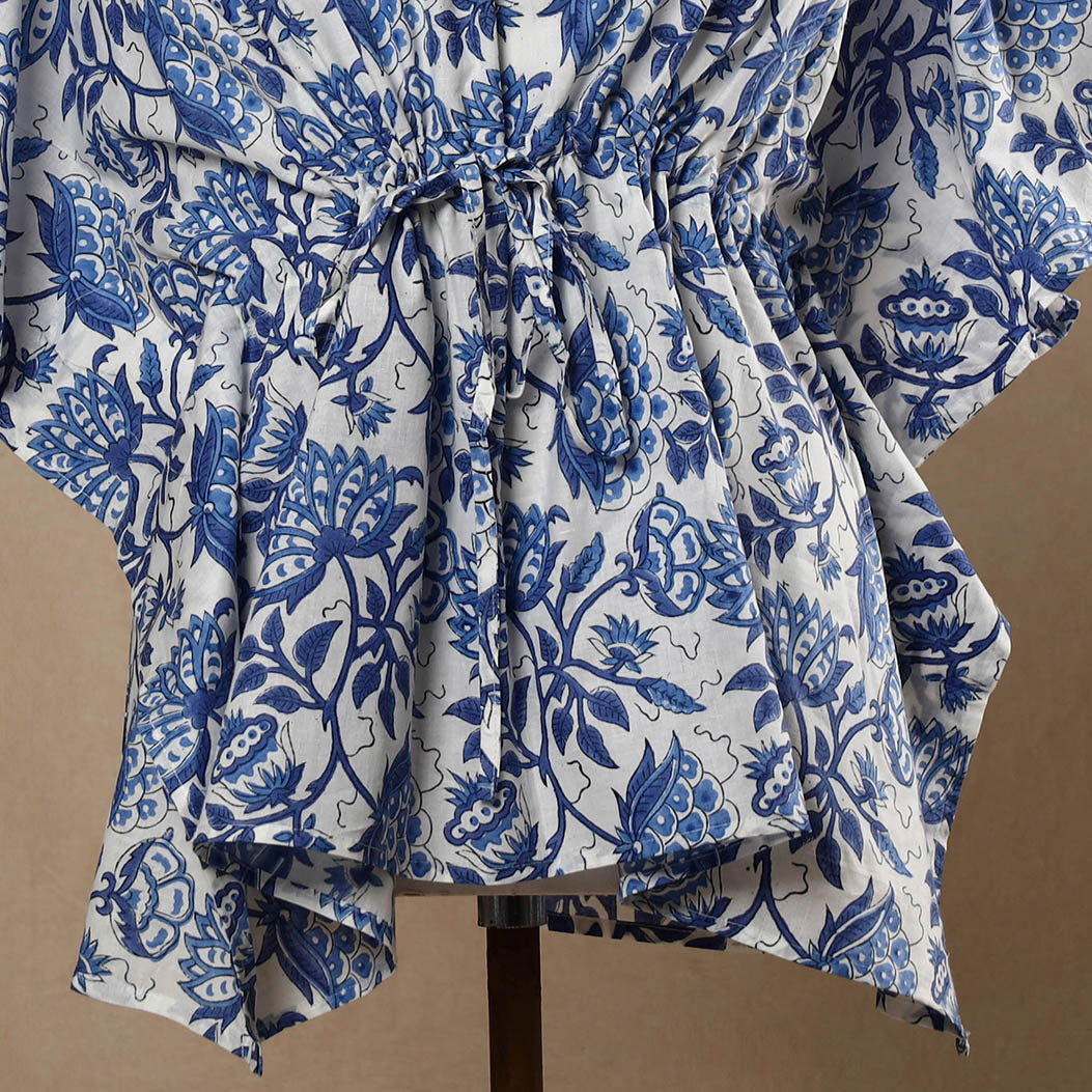  Hand Block Printed Cotton Kaftan with Tie-Up Waist l iTokri.com