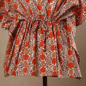  Hand Block Printed Cotton Kaftan with Tie-Up Waist 