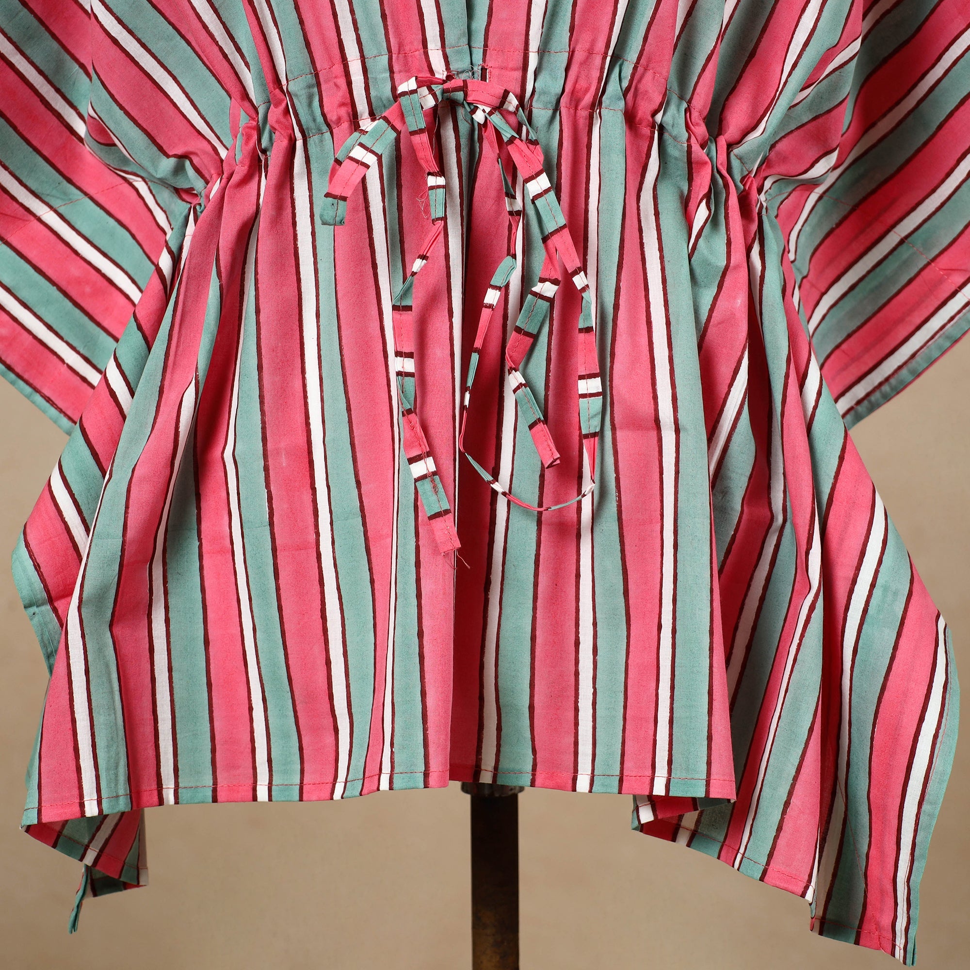 Buy Hand Block Printed Cotton Kaftan with Tie-Up Waist l iTokri.com