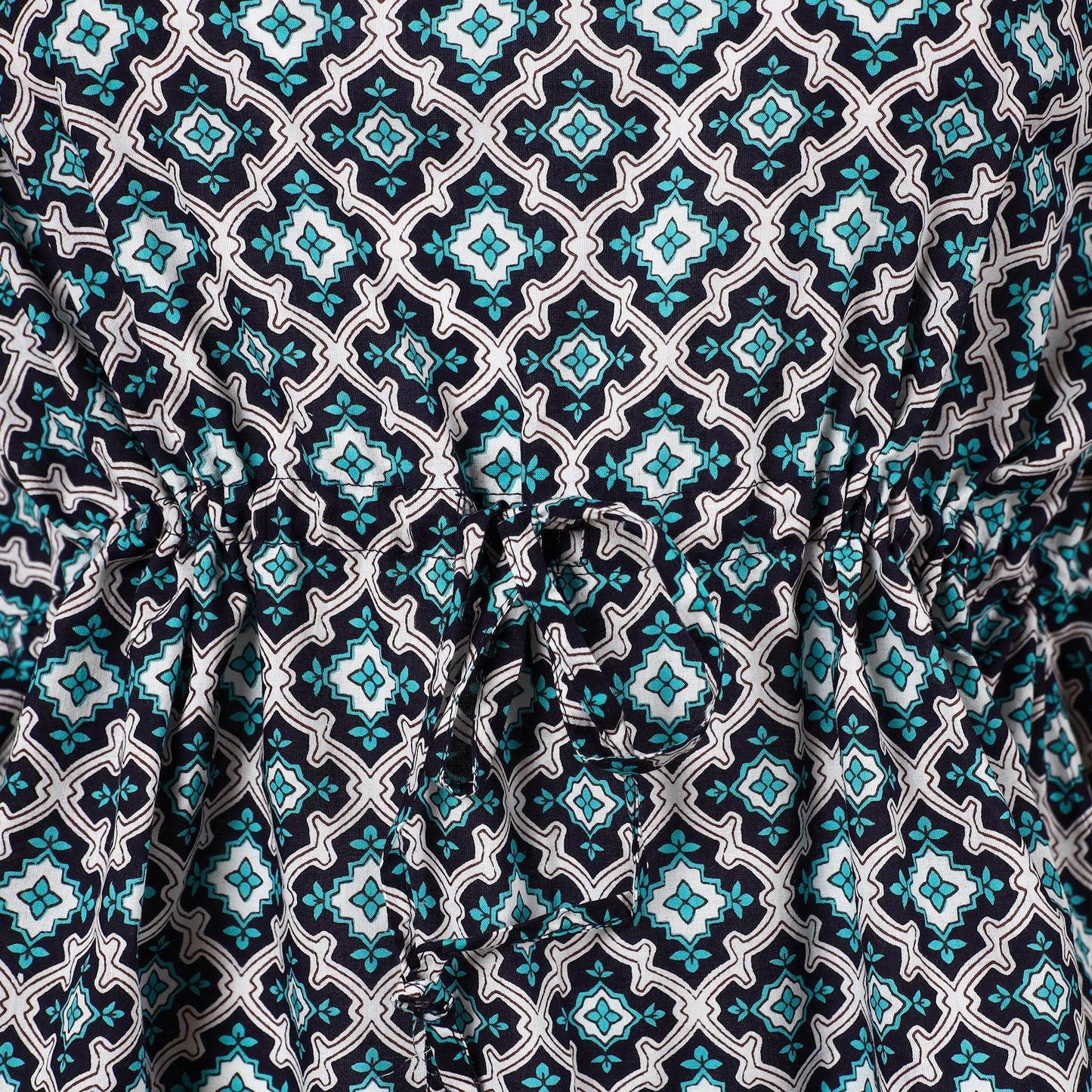  Hand Block Printed Cotton Kaftan with Tie-Up Waist l iTokri.com