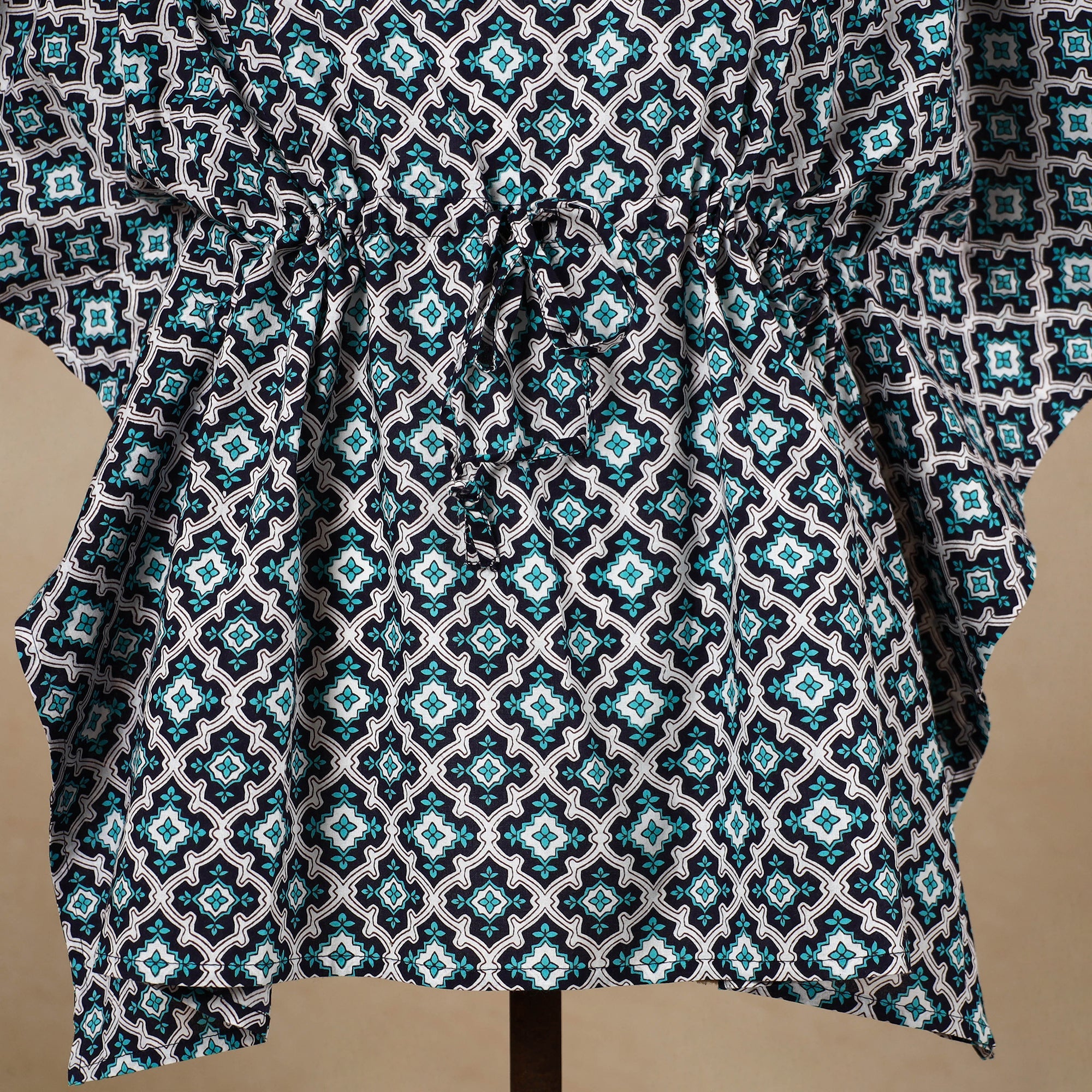  Hand Block Printed Cotton Kaftan with Tie-Up Waist l iTokri.com