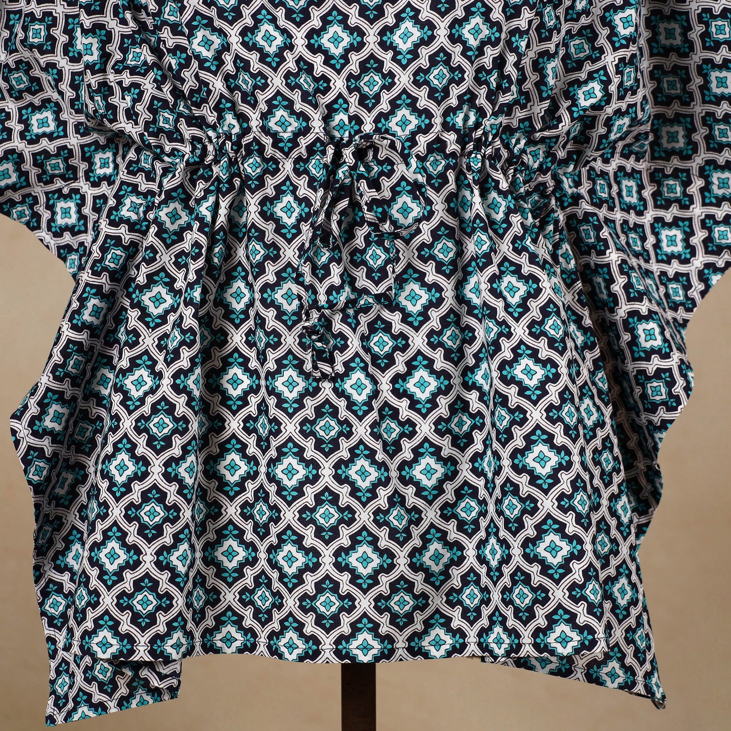  Hand Block Printed Cotton Kaftan with Tie-Up Waist l iTokri.com