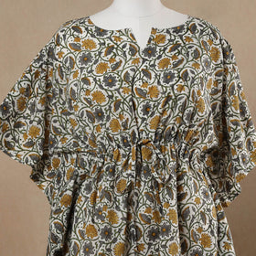  Hand Block Printed Cotton Kaftan with Tie-Up Waist 