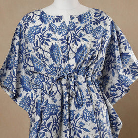  Hand Block Printed Cotton Kaftan with Tie-Up Waist l iTokri.com