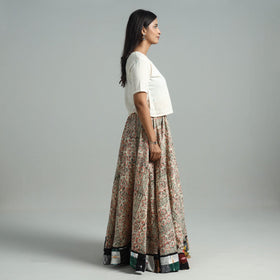 Multicolor - hand printed cotton long kalamkari skirt 03