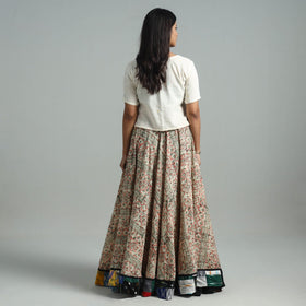 Multicolor - hand printed cotton long kalamkari skirt 03