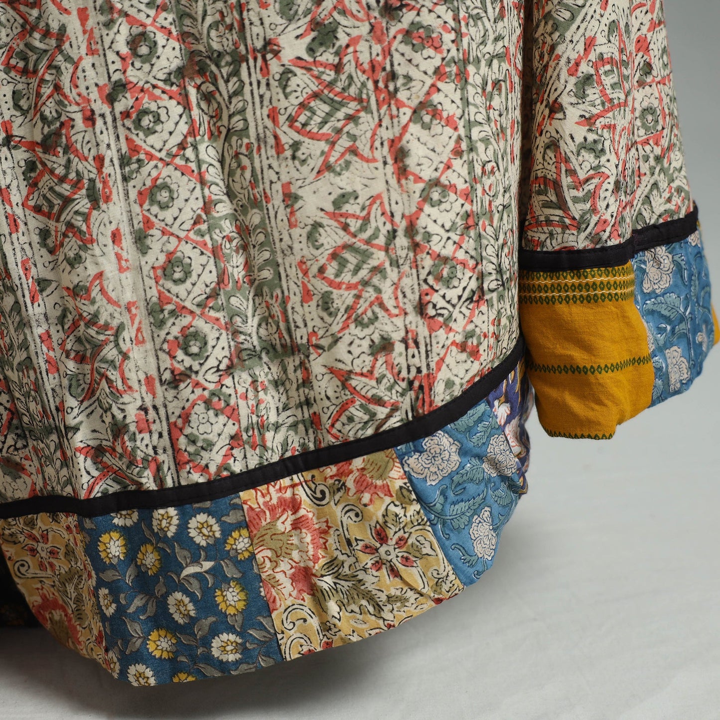 Multicolor - hand printed cotton long kalamkari skirt 03