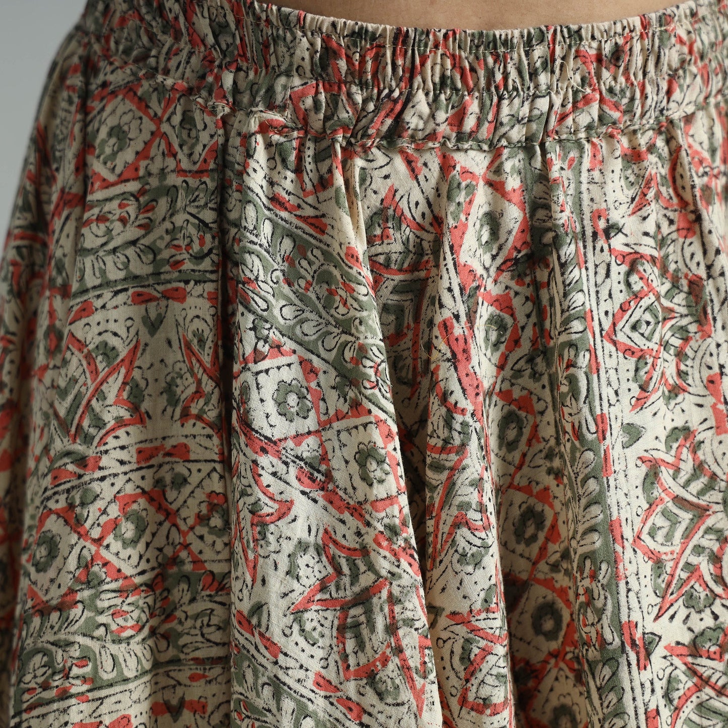 Multicolor - hand printed cotton long kalamkari skirt 03