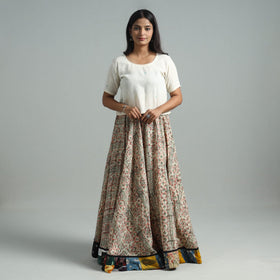 Multicolor - hand printed cotton long kalamkari skirt 03