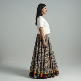 Multicolor - hand printed cotton long kalamkari skirt 13