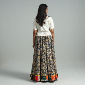 Multicolor - hand printed cotton long kalamkari skirt 13