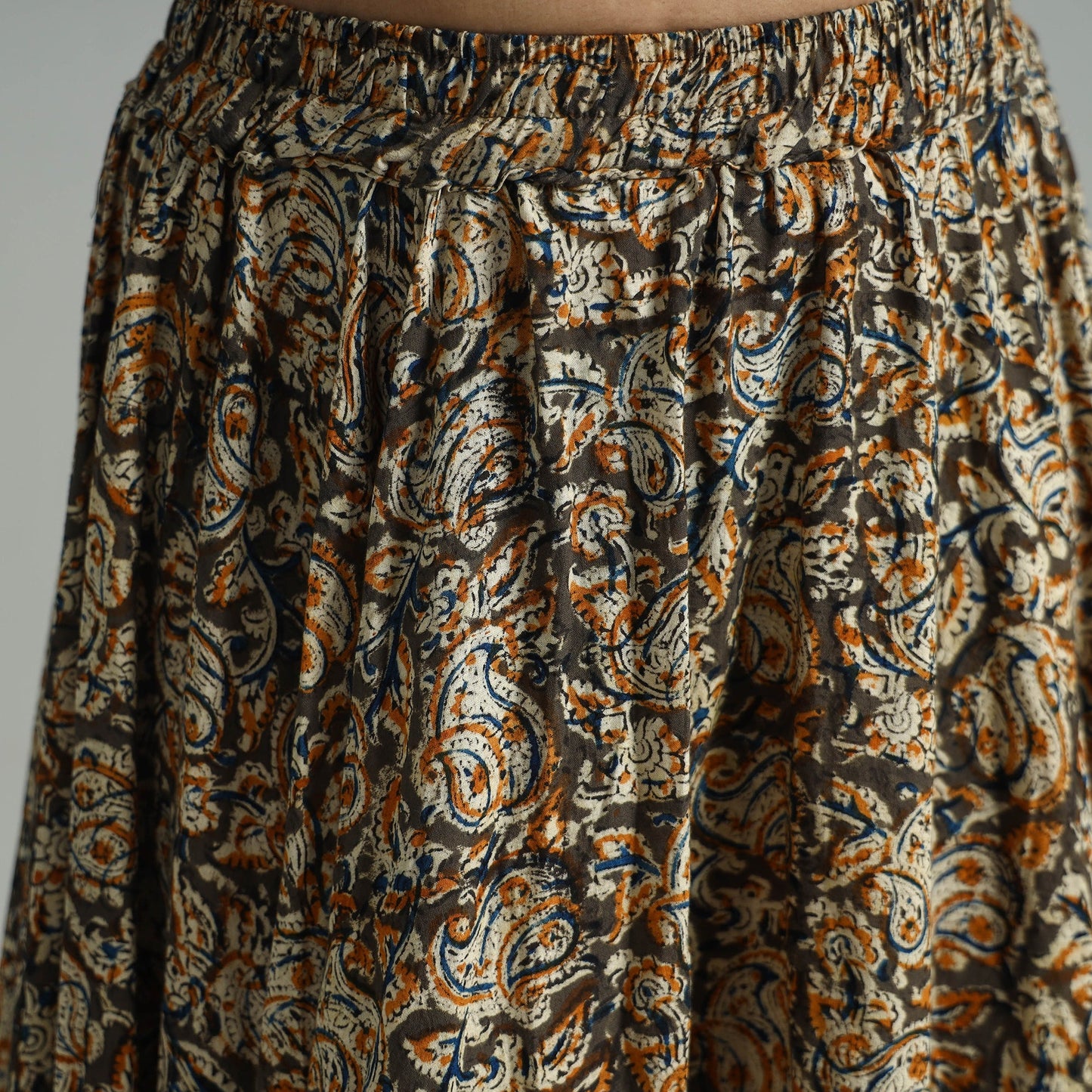 Multicolor - hand printed cotton long kalamkari skirt 17