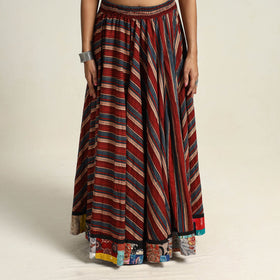 Multicolor - hand printed cotton long skirt 07 - handcrafted