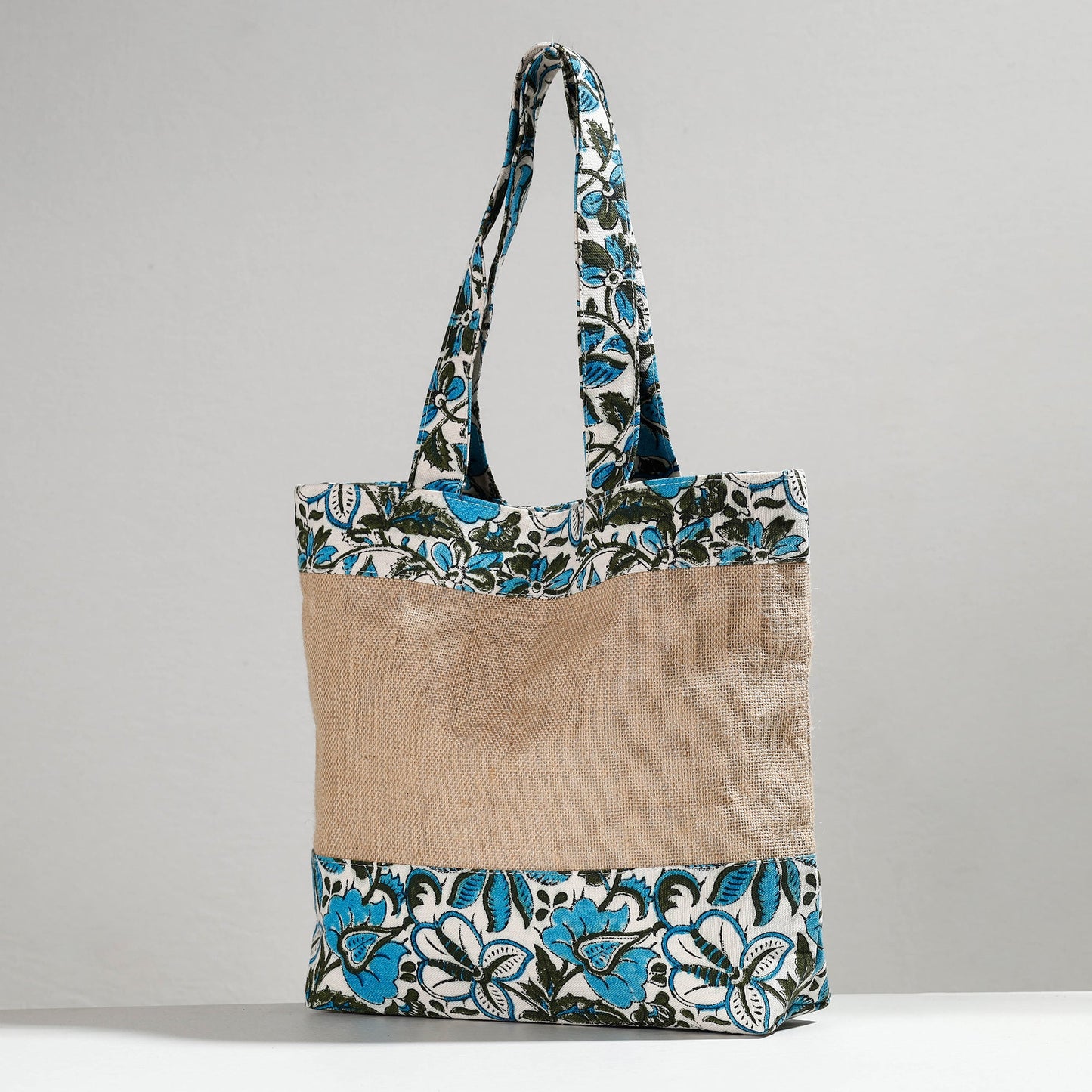 Multicolor Hand Block Printed Jute Shoulder Bag