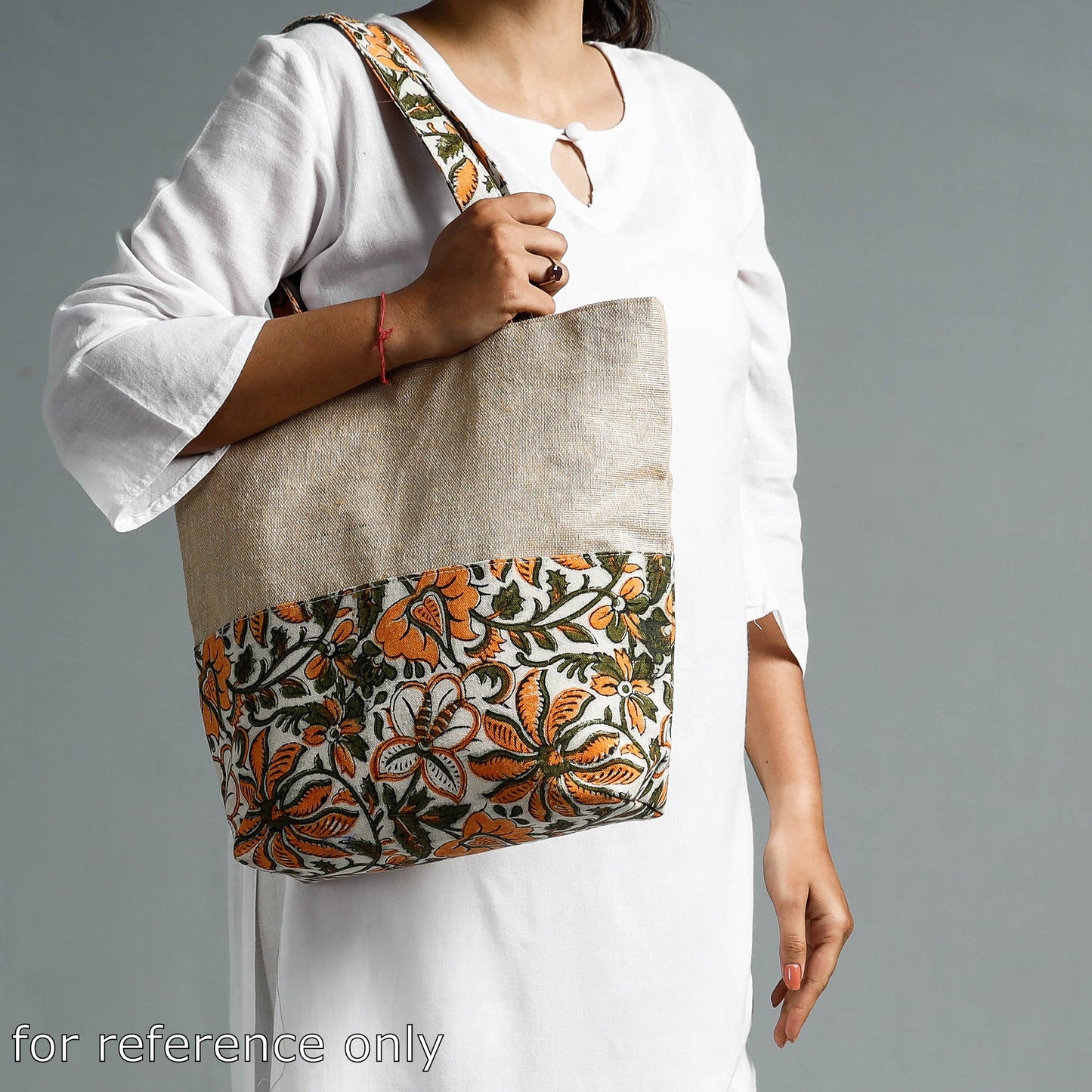 Buy Hand Block Printed Jute Shoulder Bag l iTokri.com