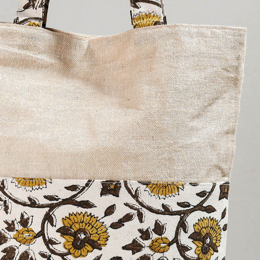 Buy Hand Block Printed Jute Shoulder Bag l iTokri.com