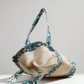 Multicolor Hand Block Printed Jute Shoulder Bag