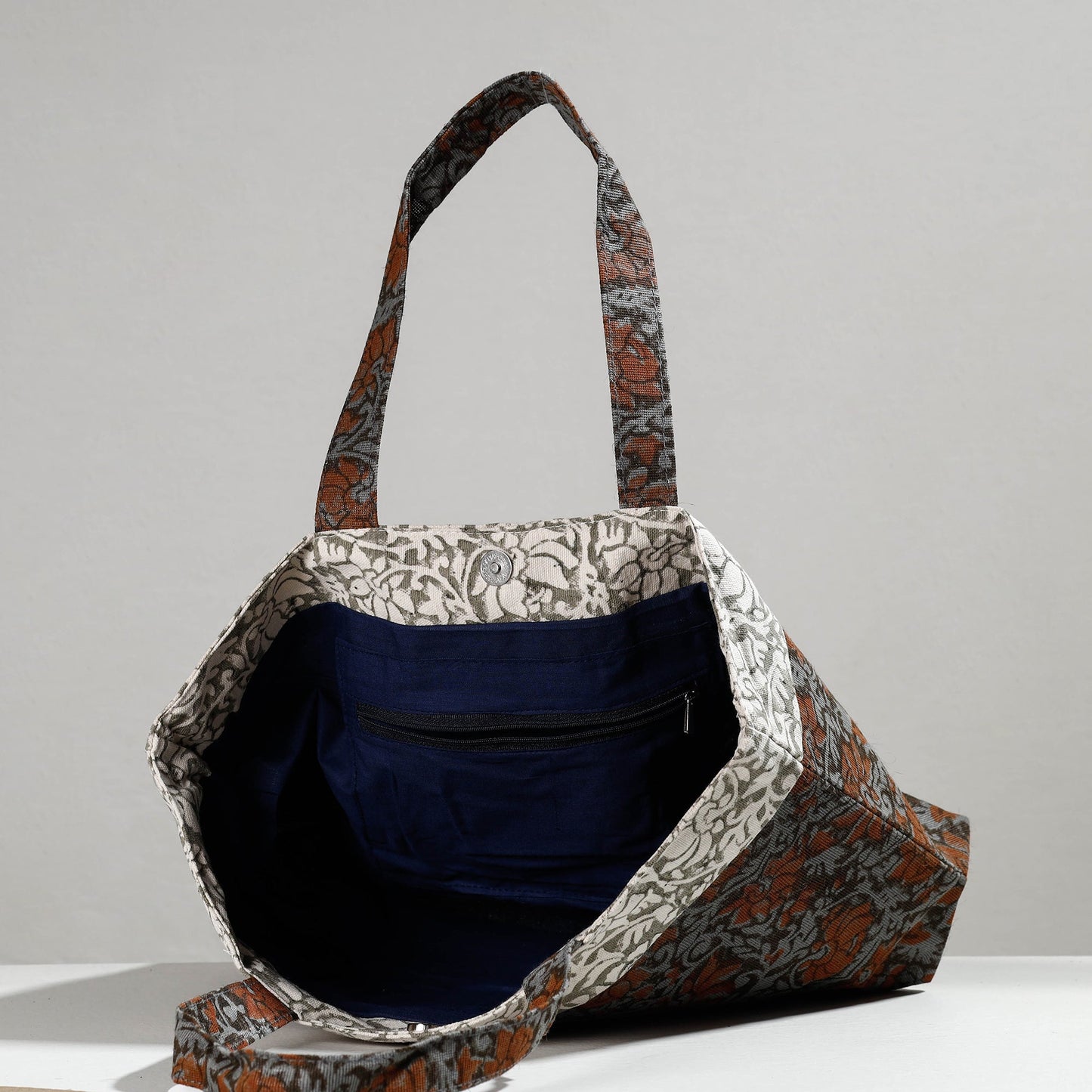 Multicolor Hand Block Printed Laminated Jute Shoulder Bag