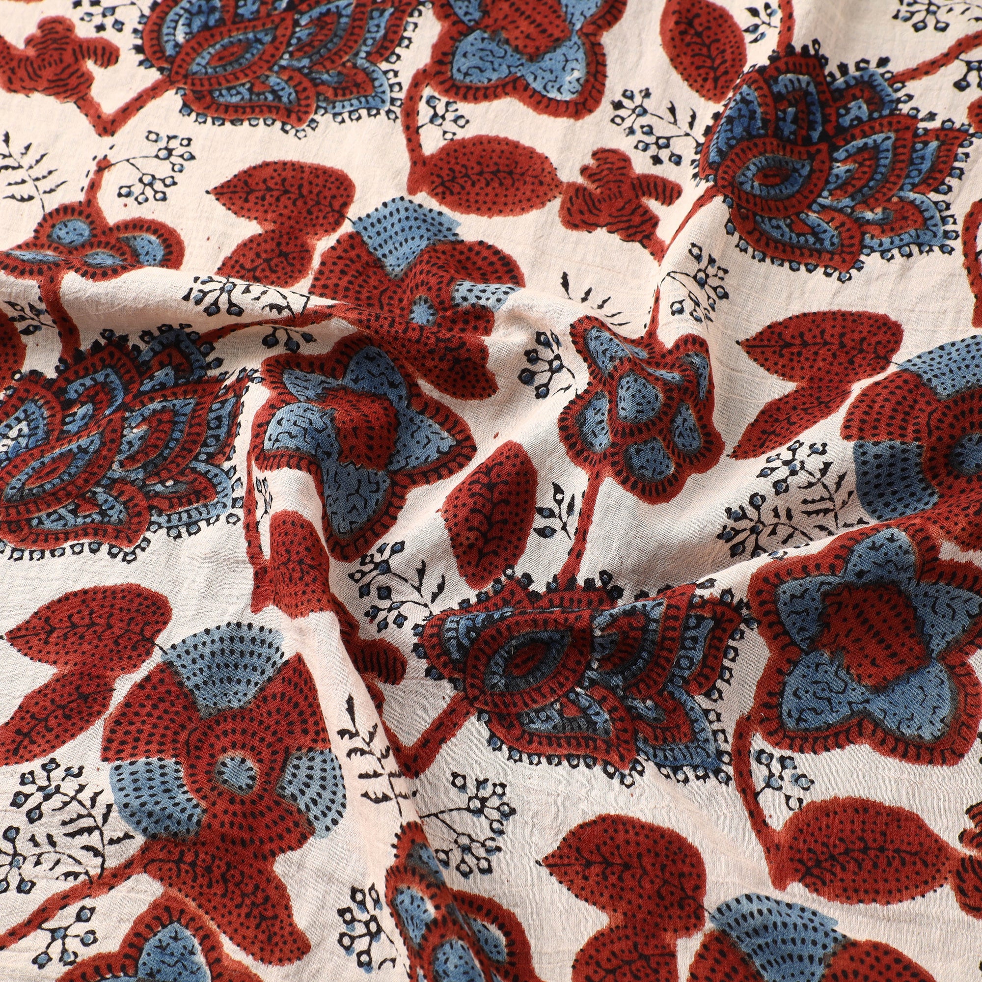  Ajrakh Hand Block Printed Mul Cotton Fabric 02 