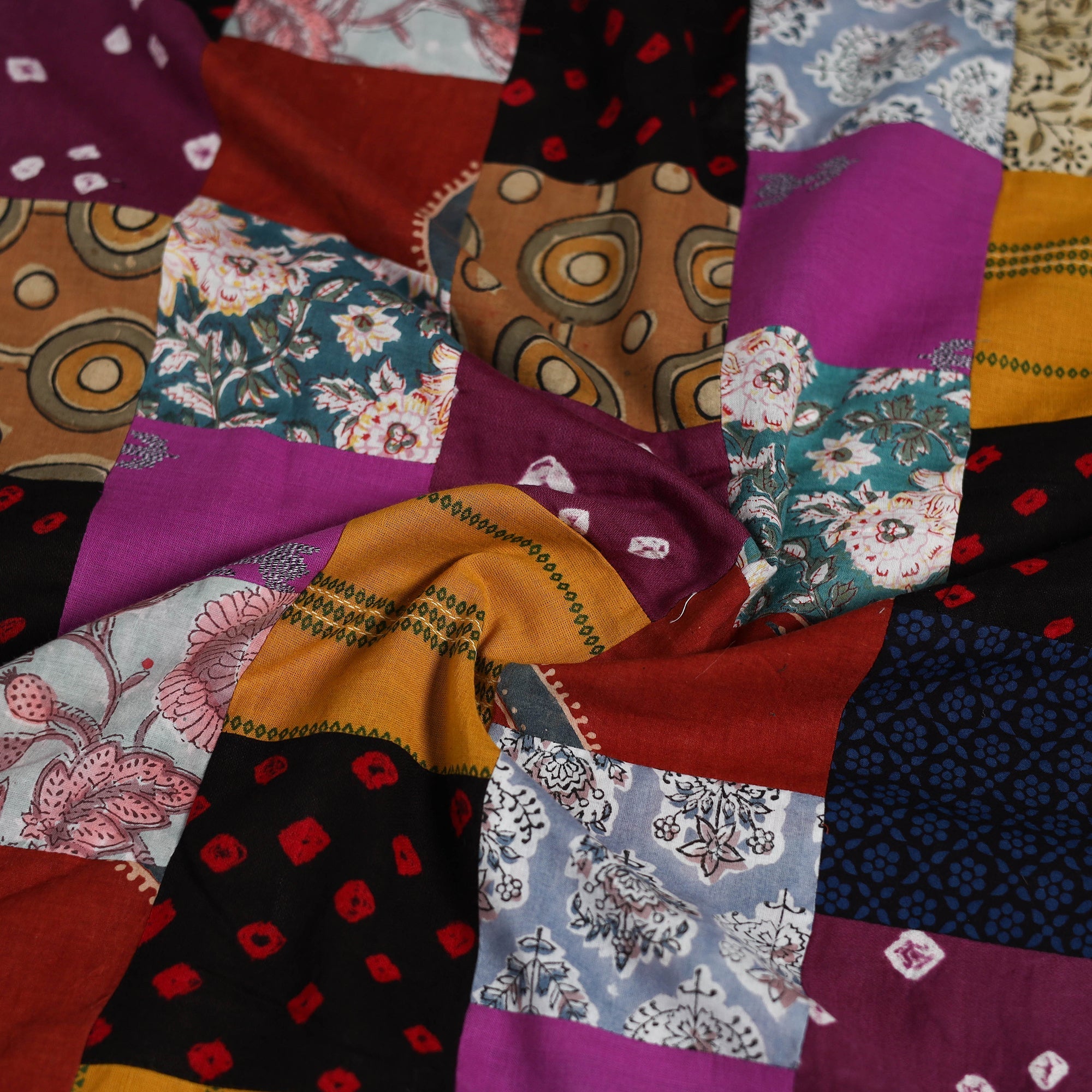 Hand-stitched mosaic cotton unstitched kurta material