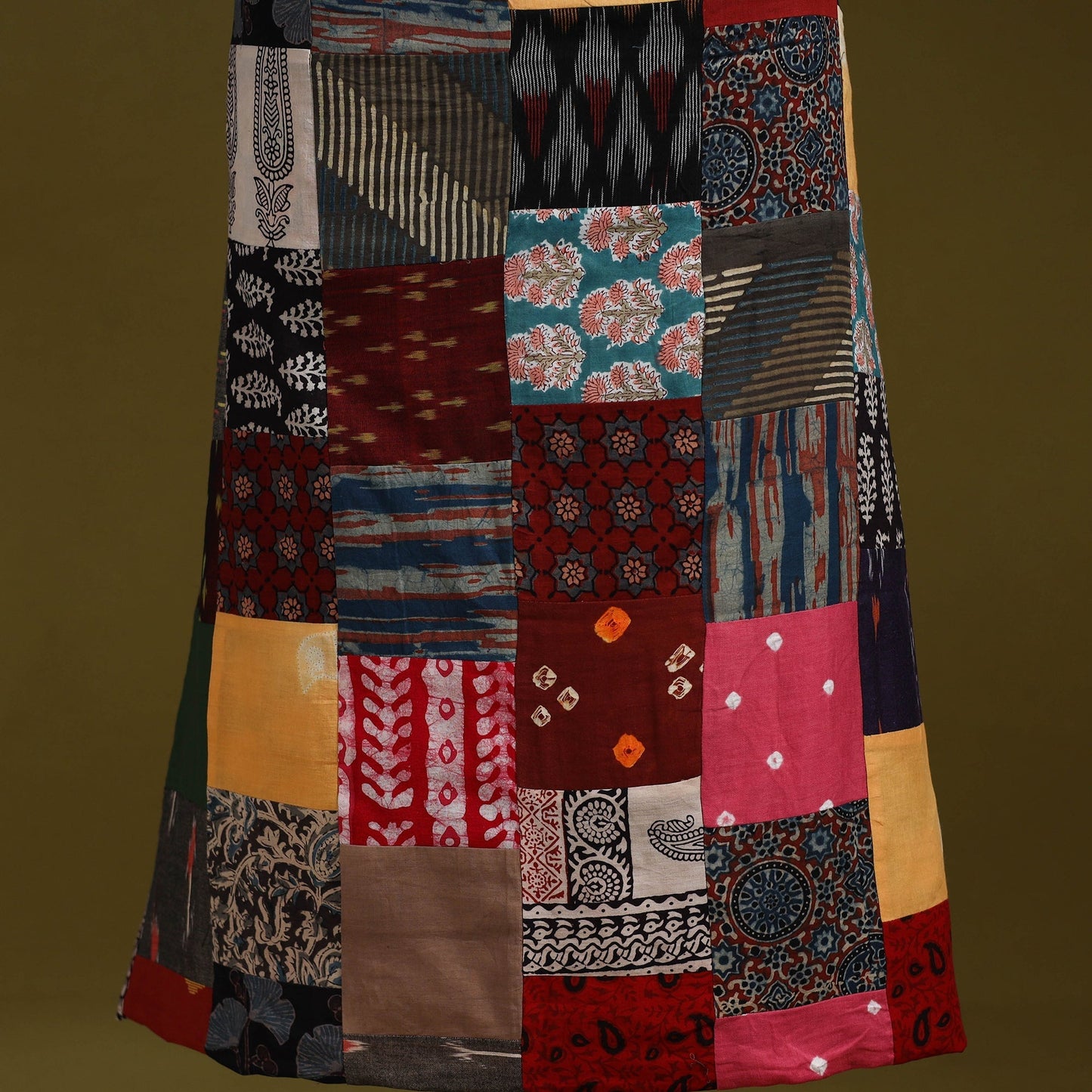 Hand-stitched mosaic cotton unstitched kurta material