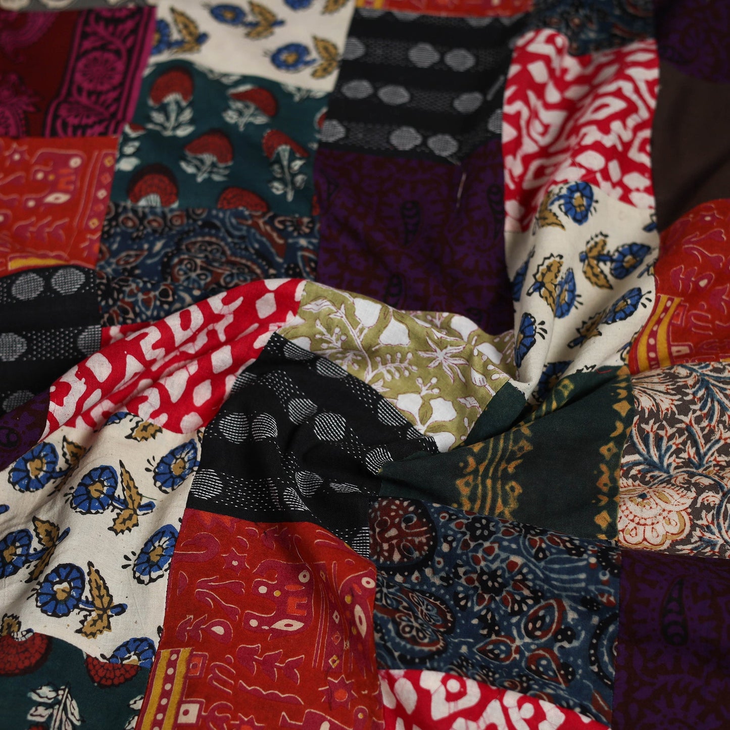 Hand-stitched mosaic cotton unstitched kurta material