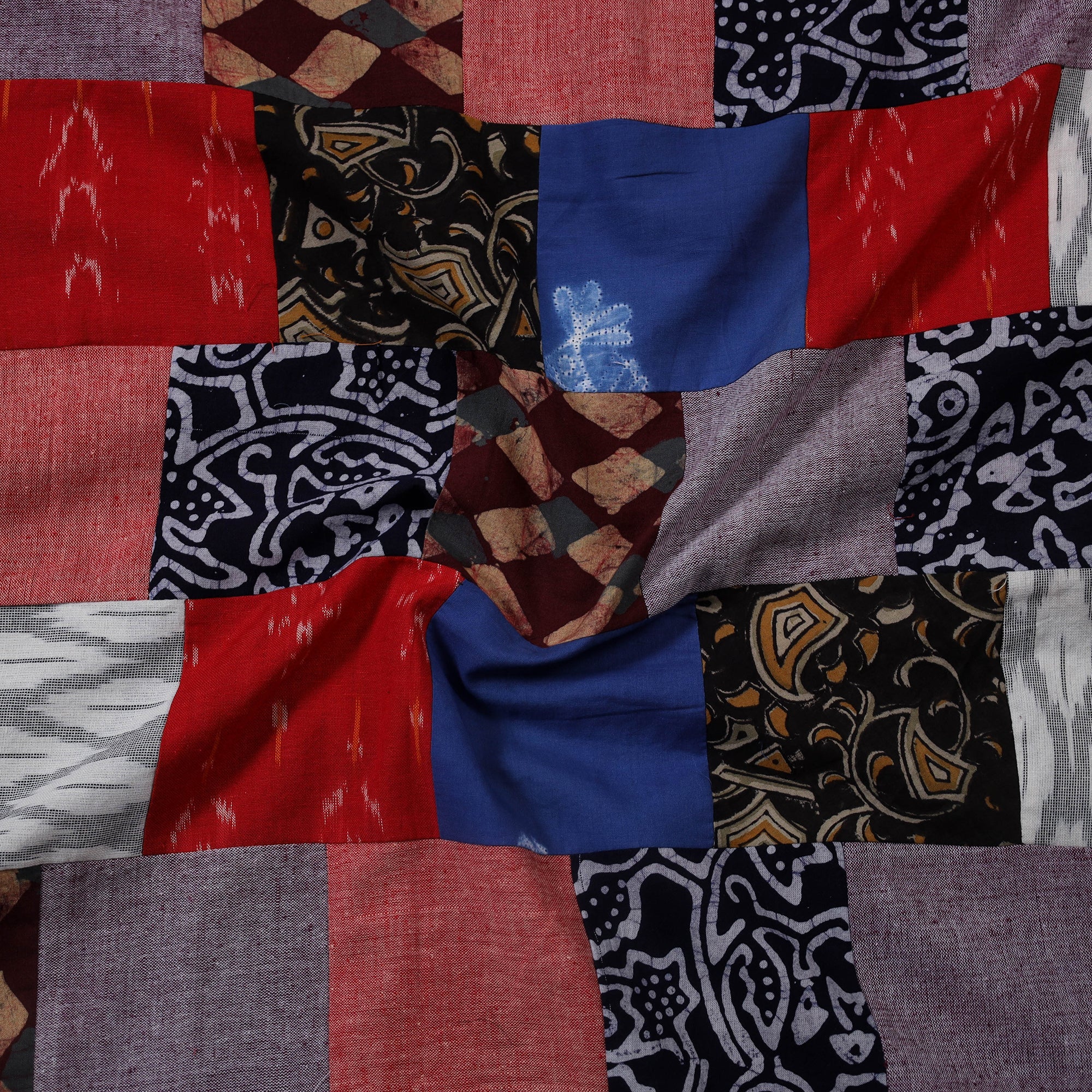 Multicolour Hand-Stitched Mosaic Cotton Kurta Material