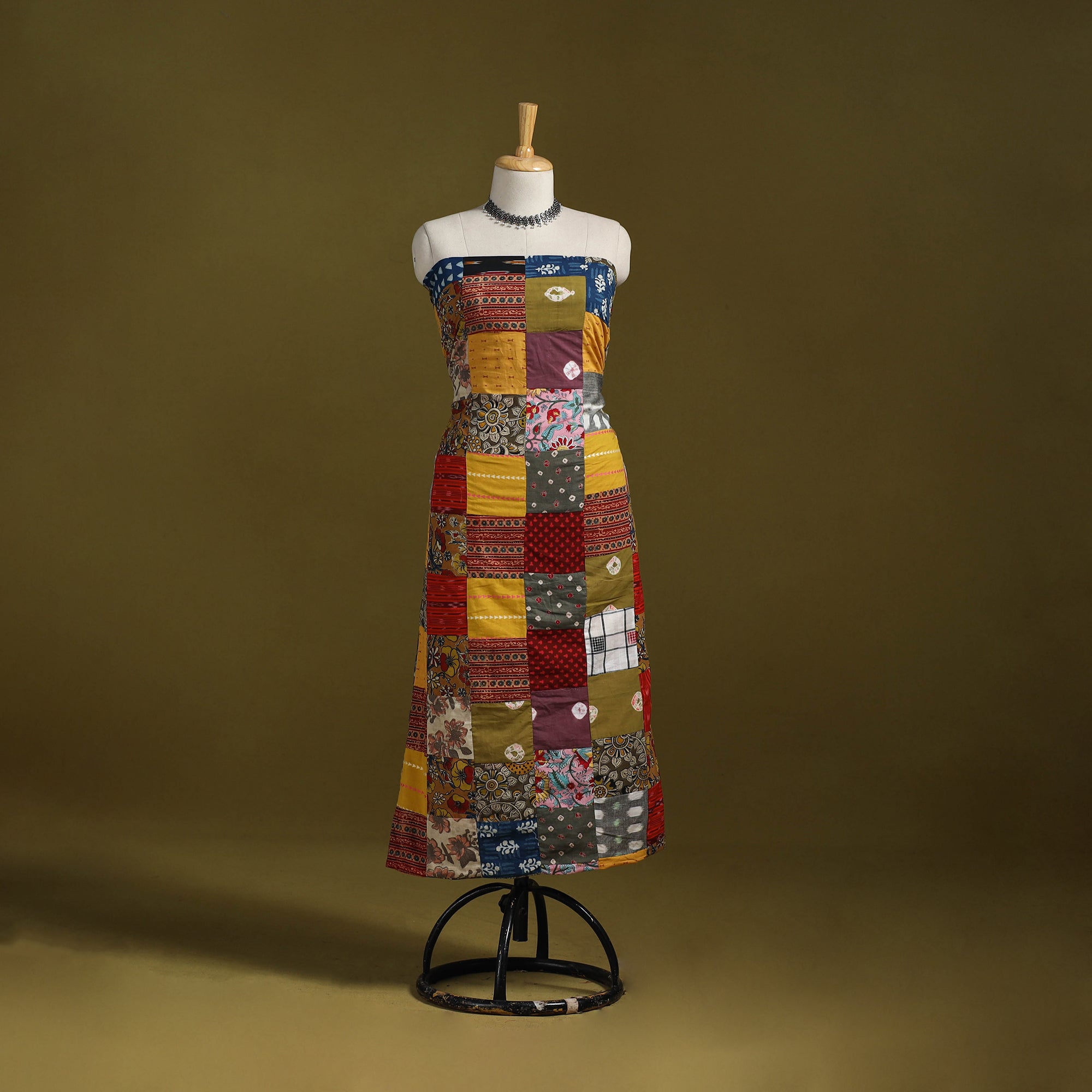 Hand-stitched mosaic cotton unstitched kurta material