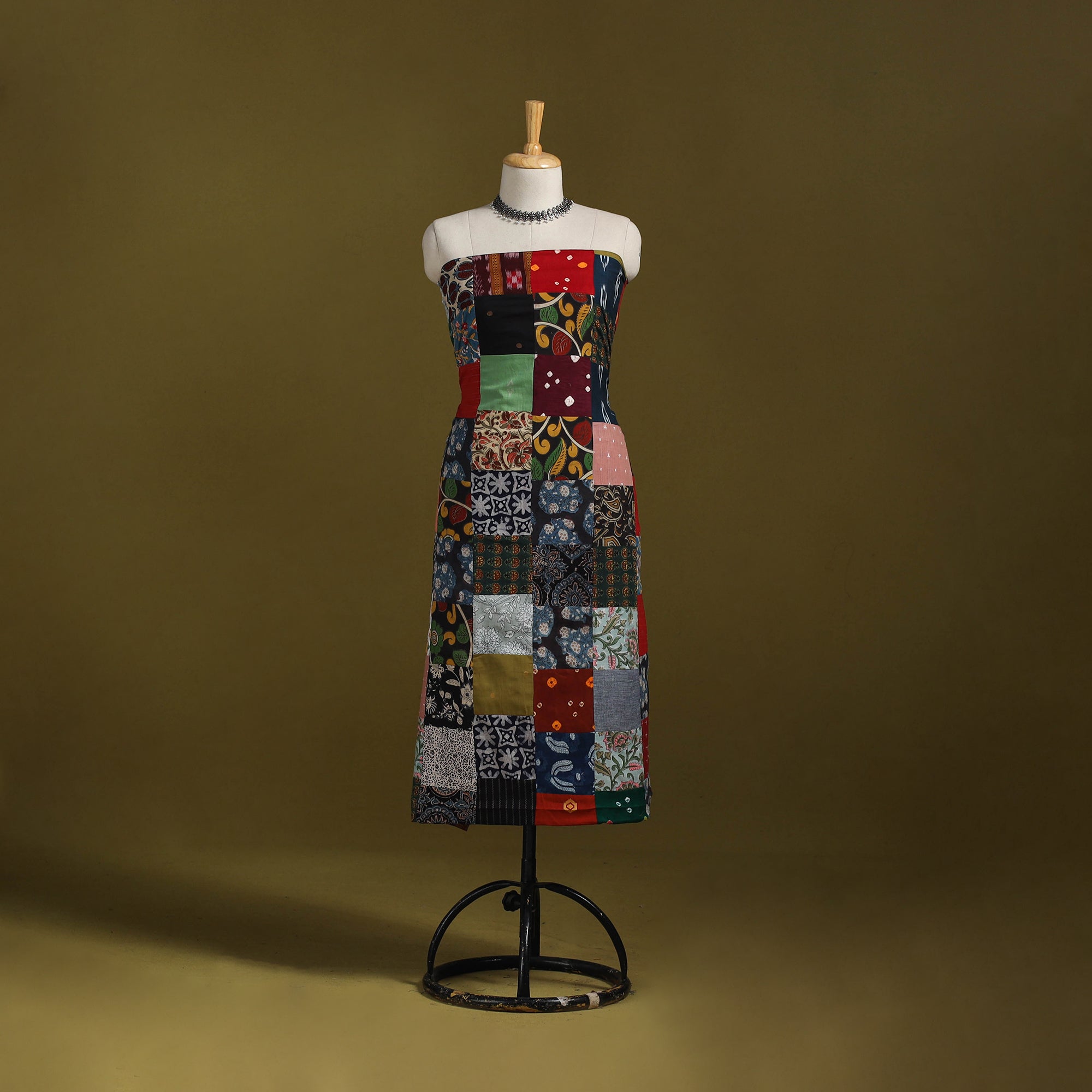 Hand-stitched mosaic cotton unstitched kurta material