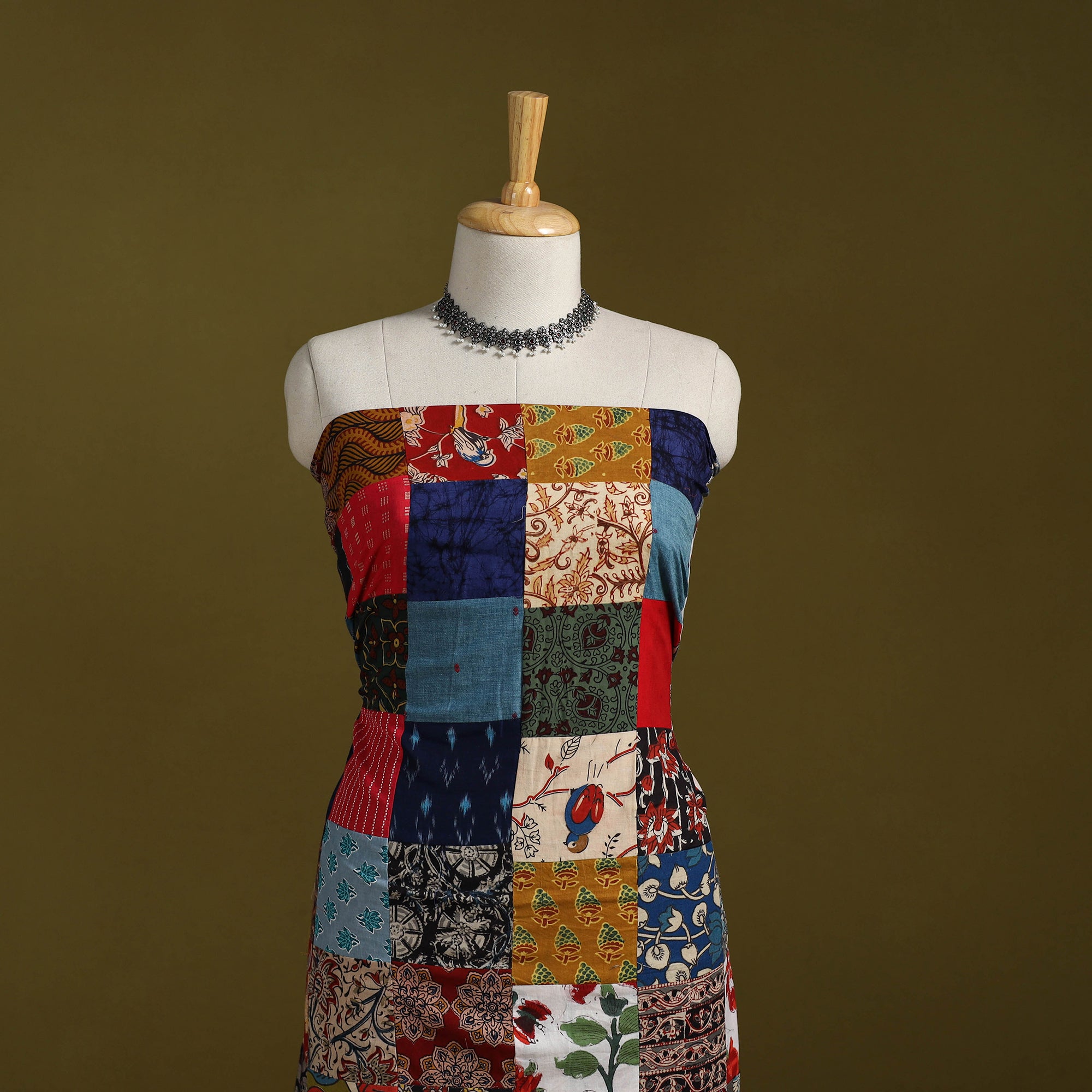 Hand-stitched mosaic cotton unstitched kurta material