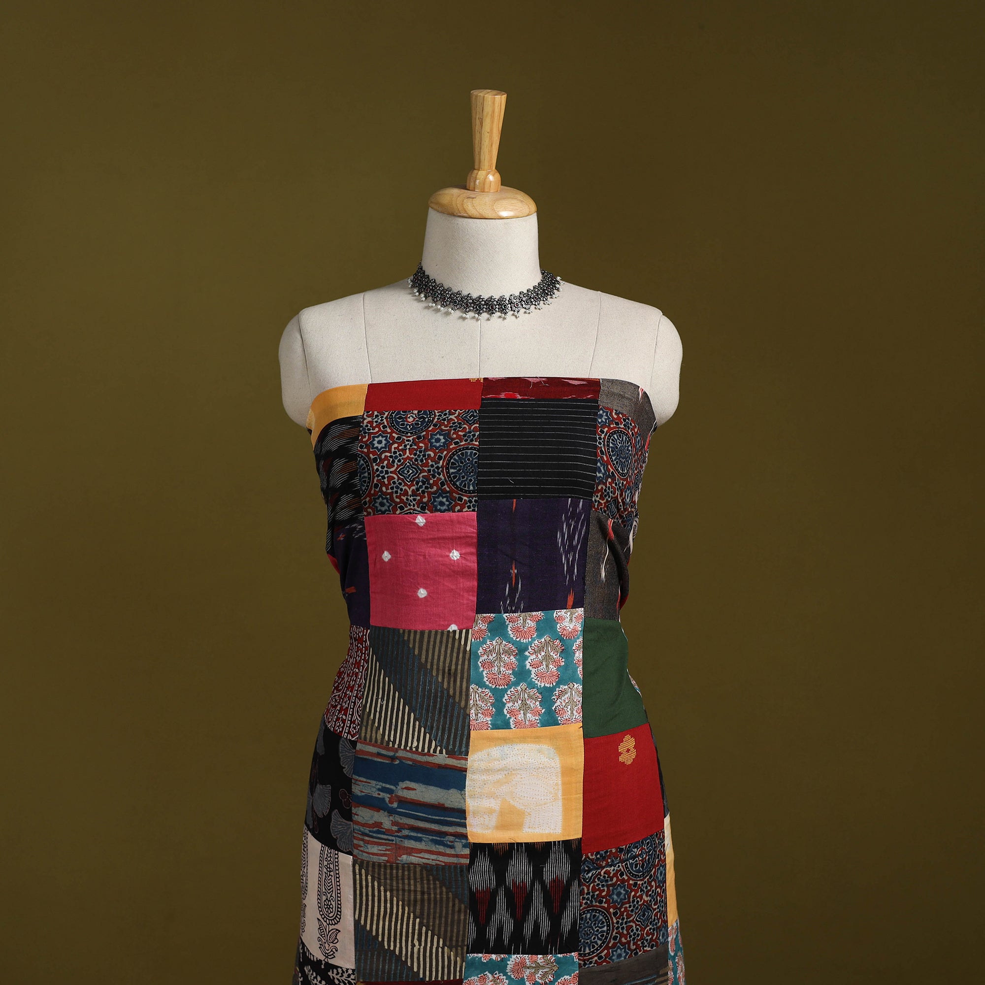 Hand-stitched mosaic cotton unstitched kurta material