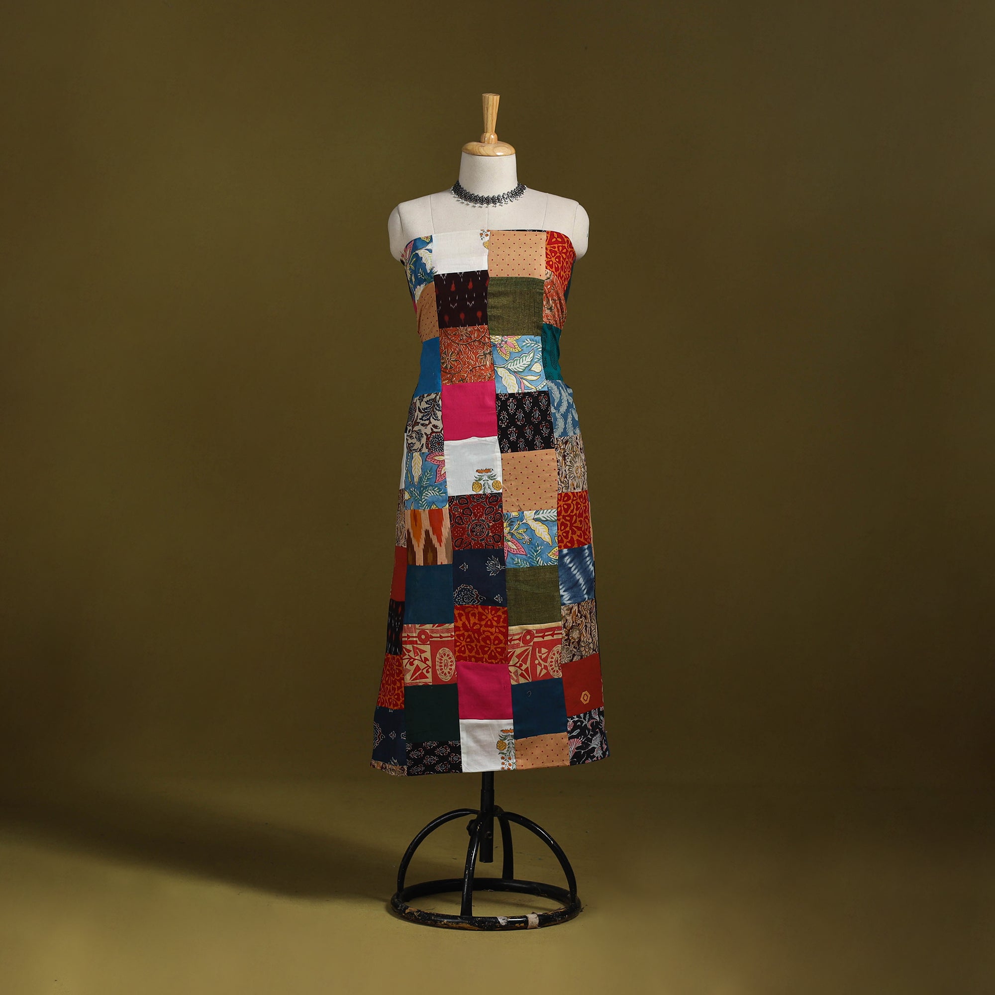 Hand-stitched mosaic cotton unstitched kurta material