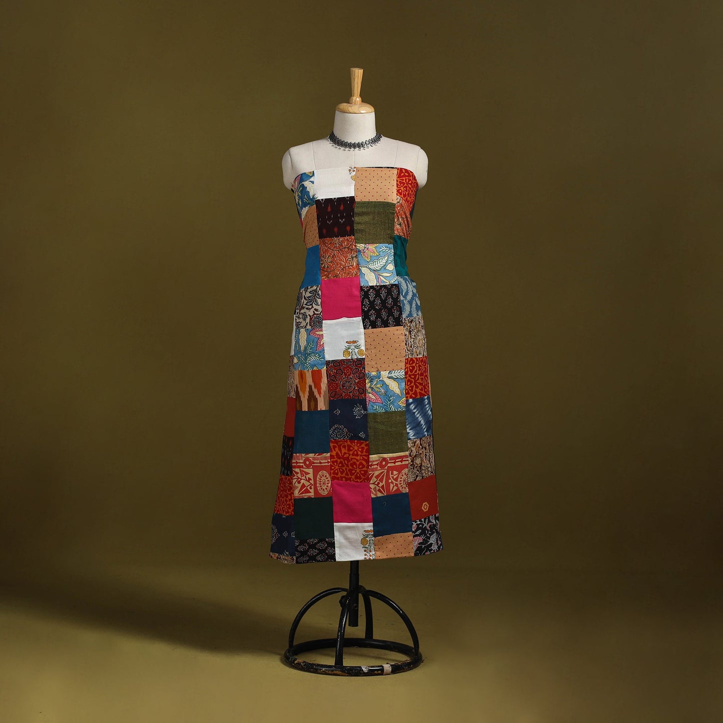 Hand-stitched mosaic cotton unstitched kurta material