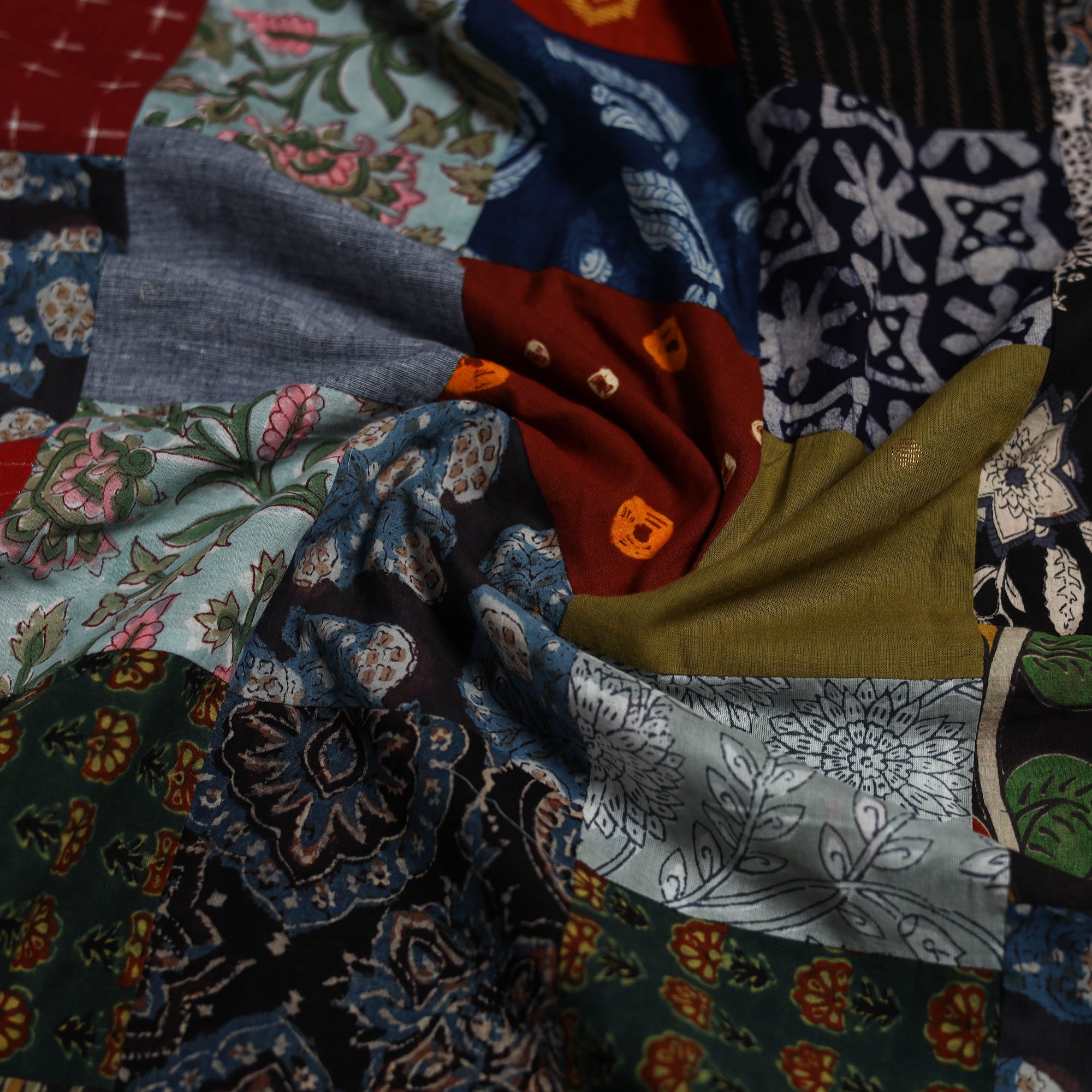 Hand-stitched mosaic cotton unstitched kurta material