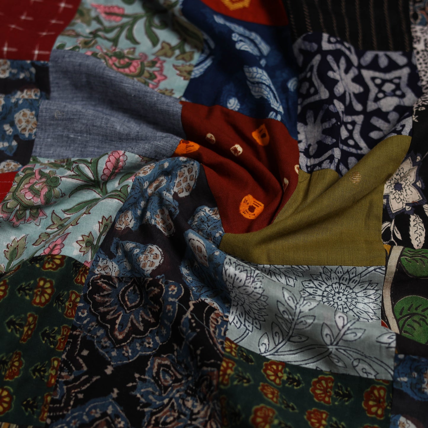 Hand-stitched mosaic cotton unstitched kurta material