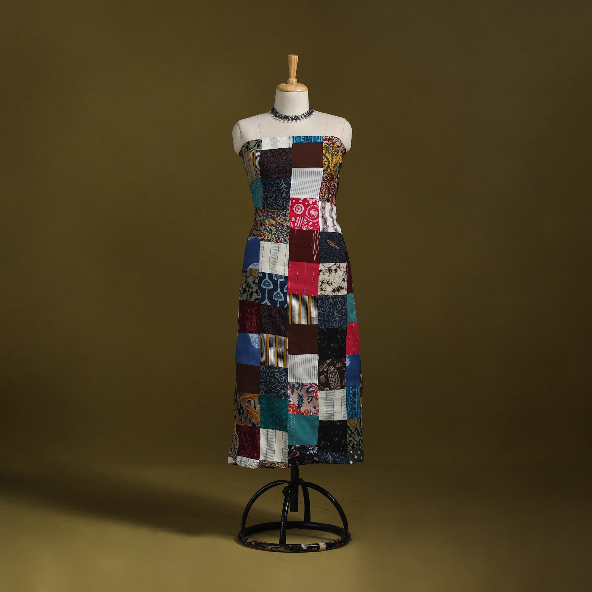 Hand-stitched mosaic cotton unstitched kurta material