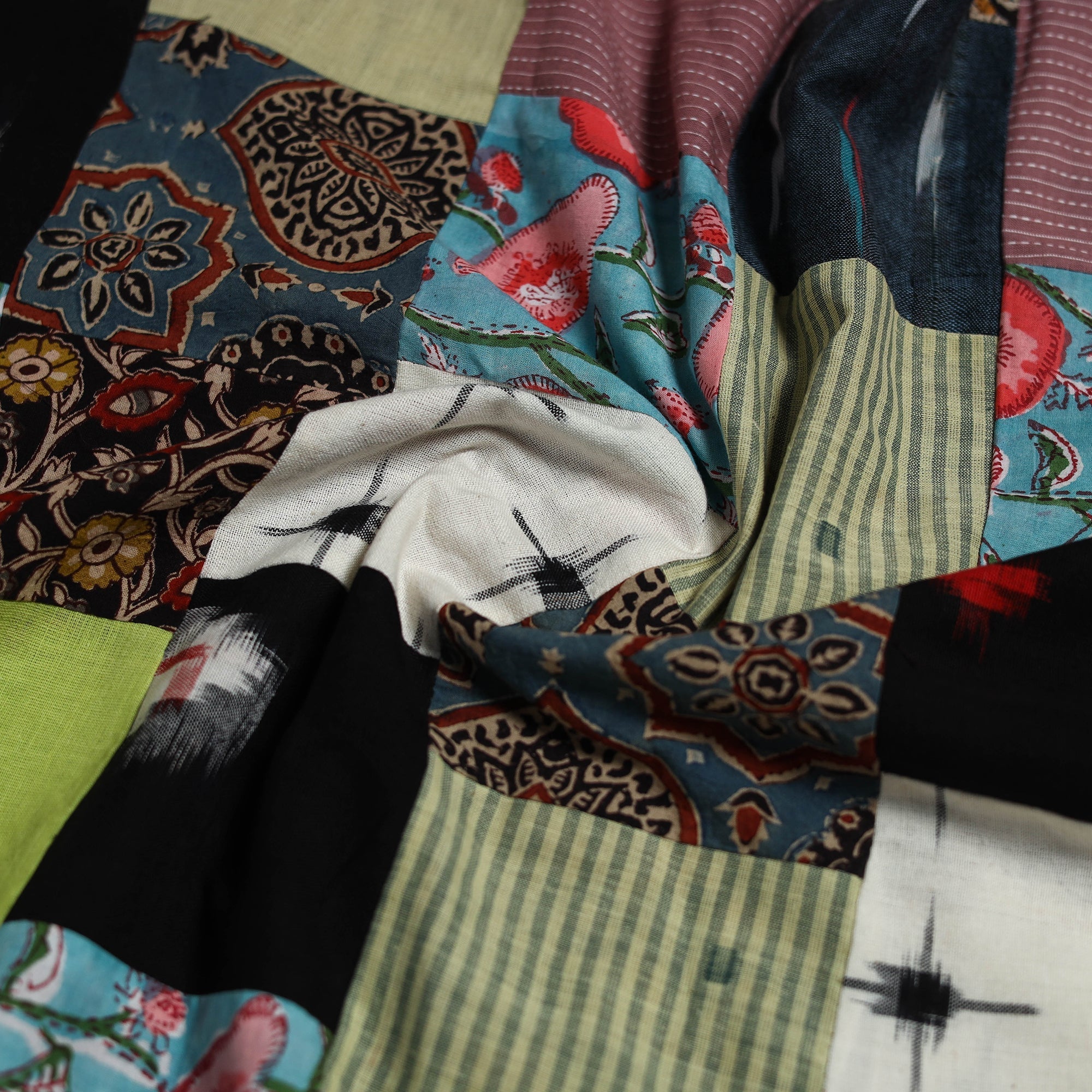 Hand-stitched mosaic cotton unstitched kurta material