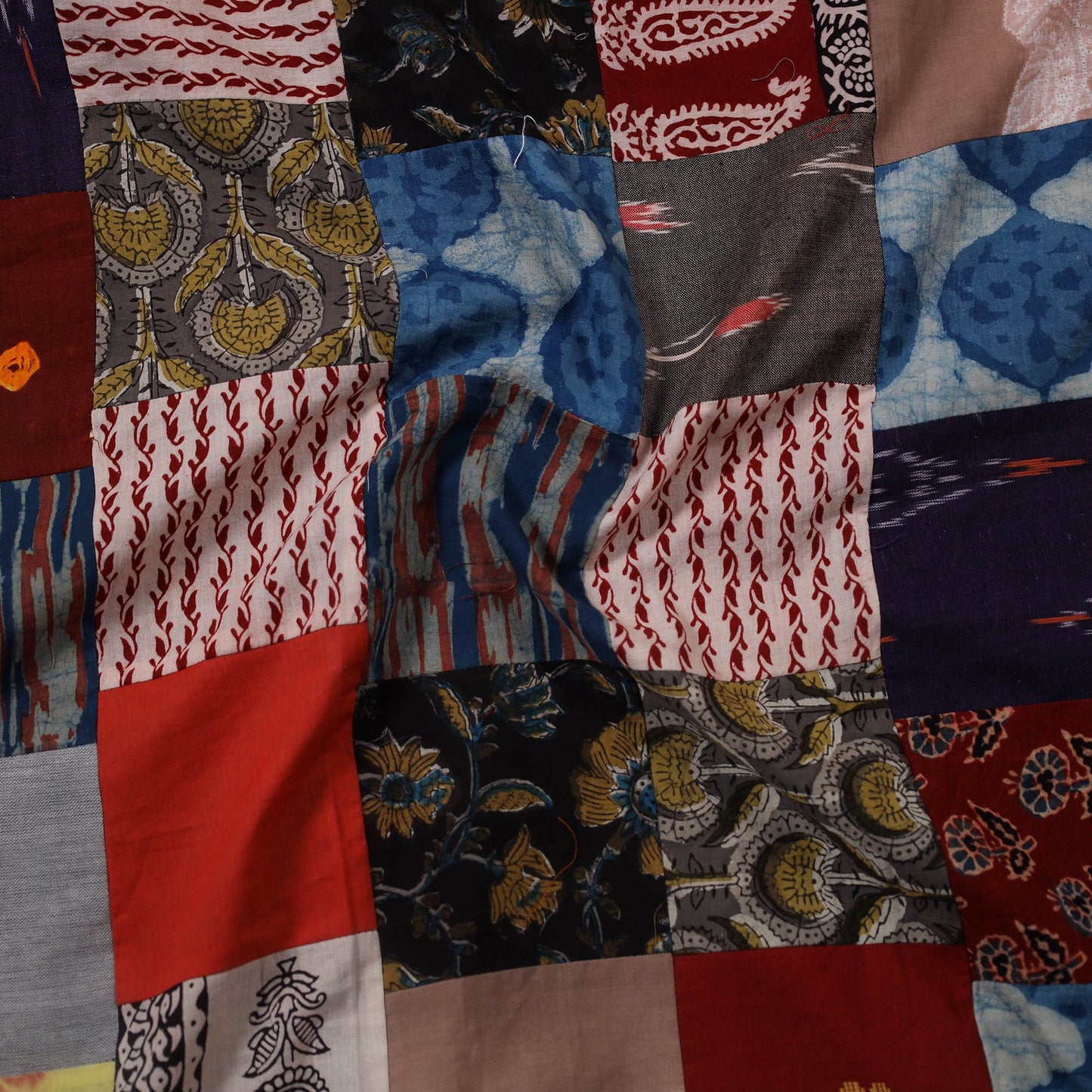 Multicolor - hand-stitched mosaic cotton unstitched kurta