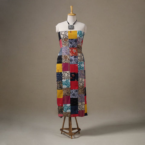 Multicolour Hand-Stitched Mosaic Cotton Kurta Material