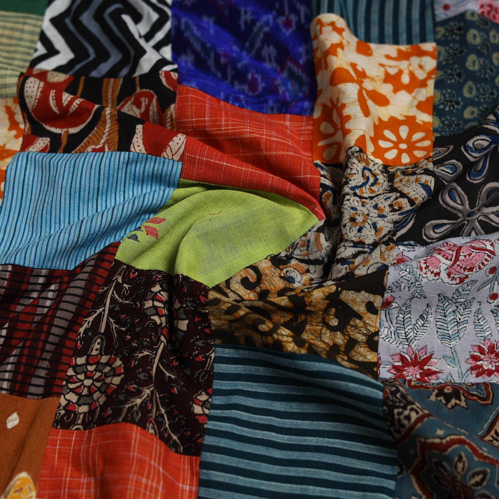 Hand-stitched mosaic cotton unstitched kurta material