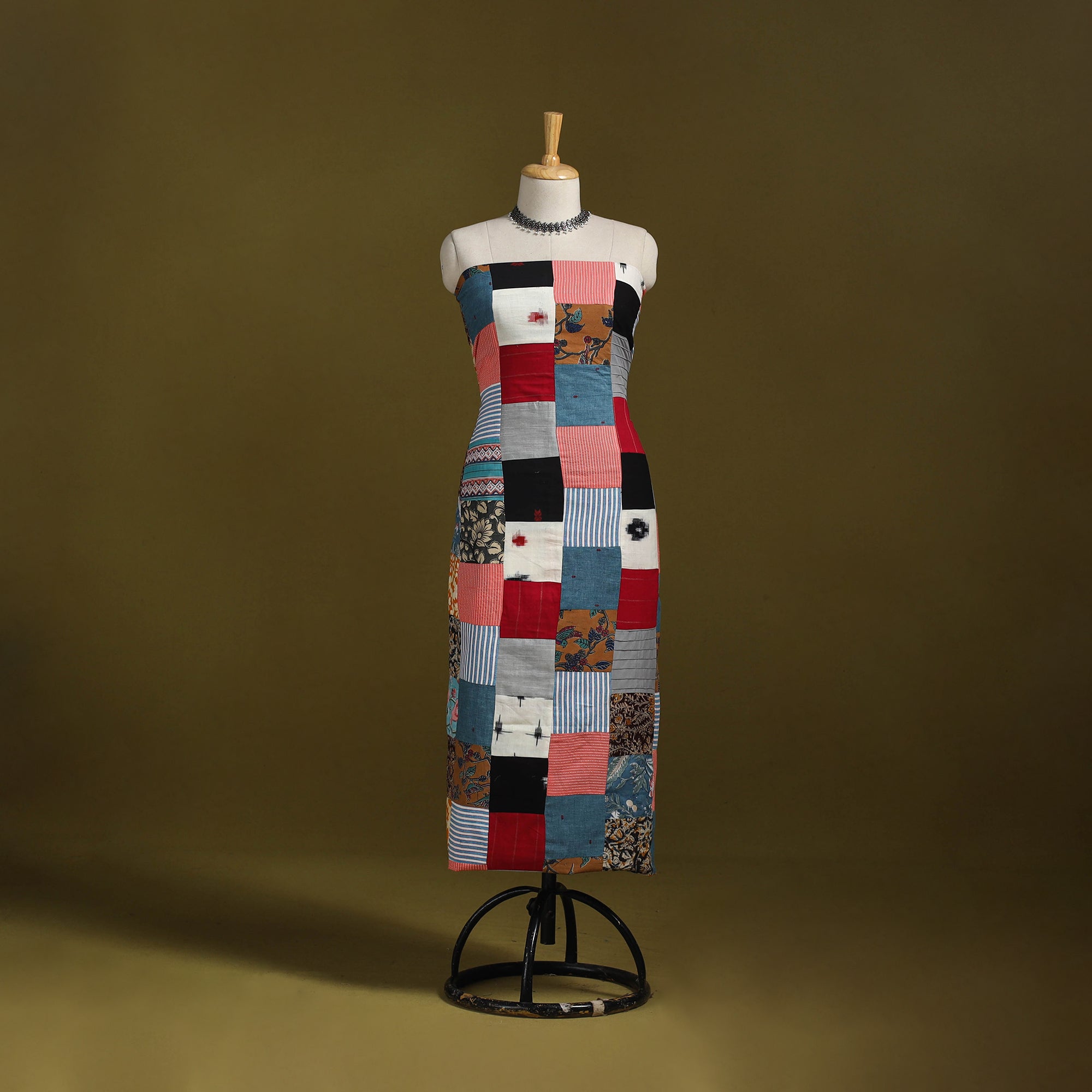 Hand-stitched mosaic cotton unstitched kurta material